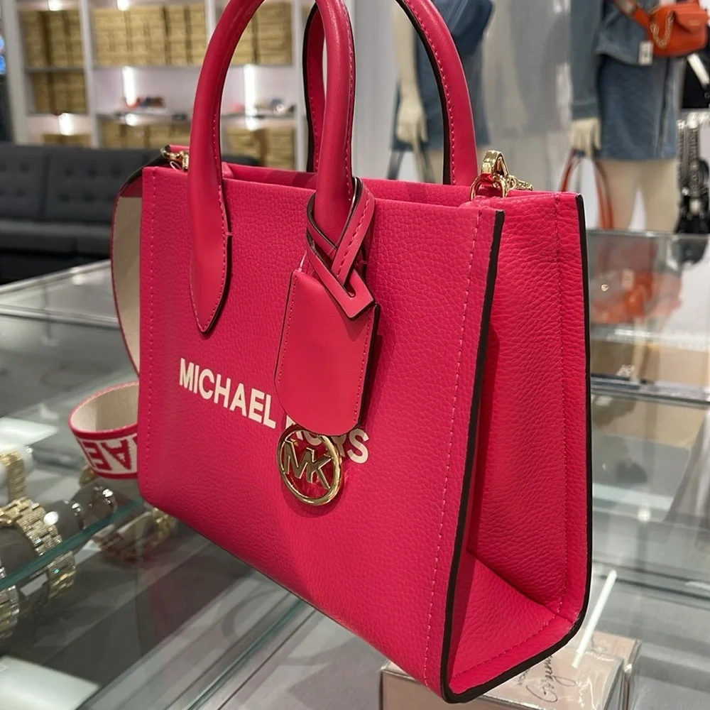 Michael Kors Mirella Small Pebbled Leather Shopper Crossbody XBODY Bag MK NWT